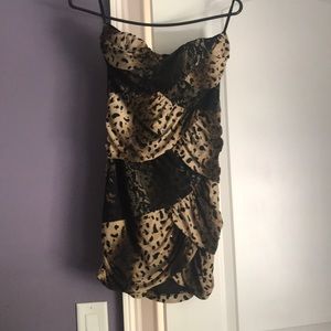 Black leopard mini dress
